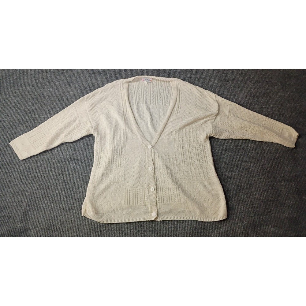 Vintage Act III Women's V-Neck Hutton Down Patchwork Knit Cardigan Made In USA